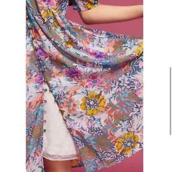 Anthropologie Womens XS Akemi + Kin Multicolor Valencia Floral V Neck Dress - Picture 4 of 16